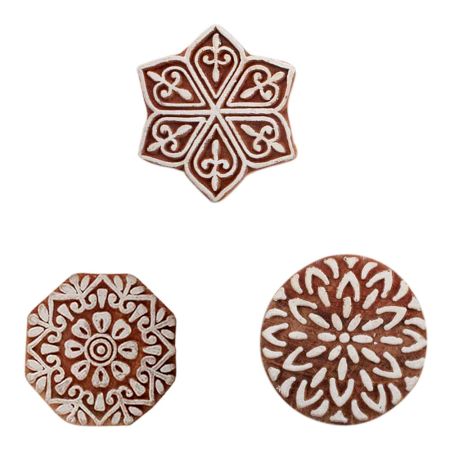 Set of 3 Piece New Mix Wooden Printing Blocks